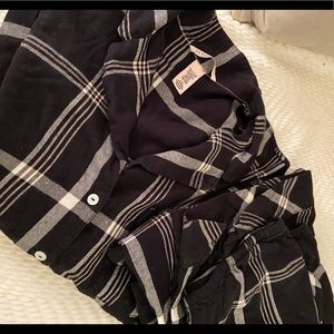 Victoria’s Secret Traditional Flannel Black Plaid Pajamas Set